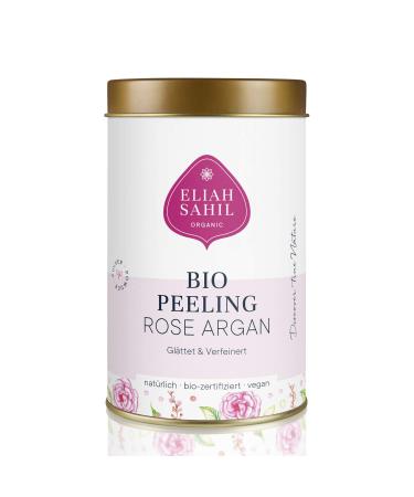 Organic rose and argan body peeling by Eliah Sahil with Himalaya salt I natural and pleasantly fragrant i zero waste I 100 grams i vegan & animal test
