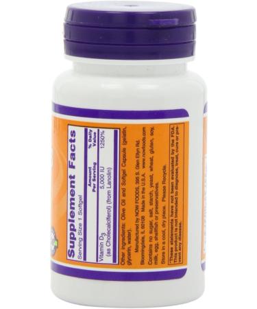 NOW Foods Vitamin D-3 5000 IU 240 Softgels (Pack of 2) - Buy Online on GoSupps.com