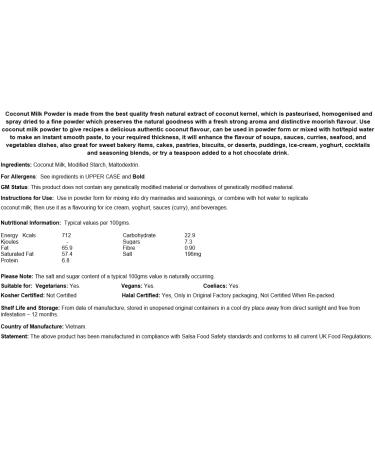 Coconut Milk Powder - 1kg Resealable Pouch - Buy Online on GoSupps.com