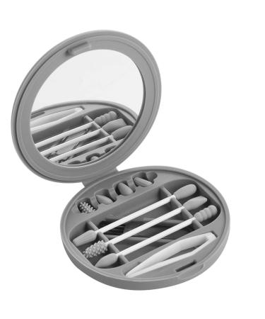 Strogem Reusable Cotton Swabs with 1 Mirror for Makeup Application and Cleaning Multifunctional Portable Washable Silicone Q-Tip (gray)
