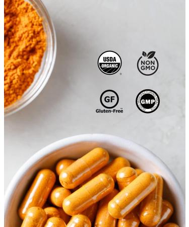 BioOptimal Organic Turmeric Capsules - 2 Month Supply - Joint Pain Relief - Non-GMO Curcumin Supplement - Extra Strength - 60 Pills - Packaging May Vary - Buy Online on GoSupps.com