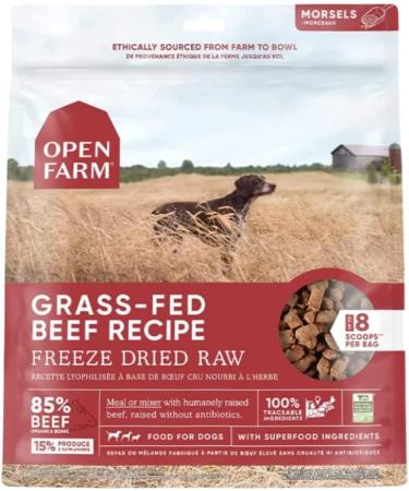 Open Farm Freeze Dried Raw Dog Food, Humanely Raised Meat Recipe with Non-GMO Superfoods and No Artificial Flavors or Preservatives Grass Fed Beef Recipe 3.5 Ounce (Pack of 1)