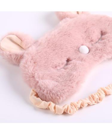 Plush Cartoon Cat & Bunny Eye Mask for Sleep - Soft Furry Blindfold for Travel & Meditation (Pink - Buy Online on GoSupps.com
