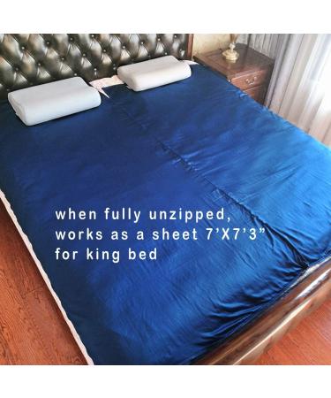 Browint Premium Sleeping Bag Liner | All Around Two-Way Zippers | Extra Wide 87x41 | Breathable Lightweight Travel Sheet | Multifunctional for Camping & Hotel | All Seasons, Navy Blue - Buy Online on GoSupps.com