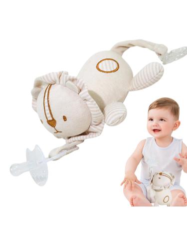 Jomewory Pacifier Buddy plush pacifier holder soft toy and pacifier clip - more skin -friendly enchanting comfortable pacifier holder from plush for children's parties birthdays lion