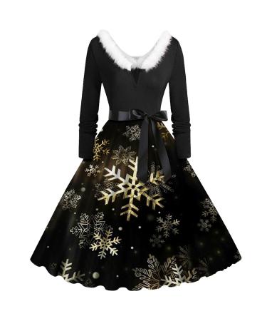 Hanxiulin ladies fashion Christmas mini sweater hooded sweater hoodover party clothes hooded sweater fashion dress dress dress top hooded sweater jumper narrow rock gold l