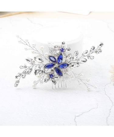 Olbye Blue Rhinestone Wedding Hair Comb - Bridal Hair Accessory for Bride & Bridesmaids - Buy Online on GoSupps.com