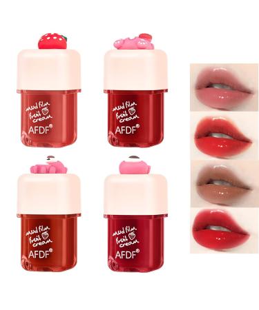 4 Pcs Fruity Roll On Lip Gloss,Colorless Transparent Lip Oil,Roll-on Lip Gloss,Lip Balm,Moisturizing Lip Balm Set Fresh Lip