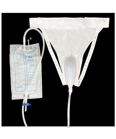Wearable Urine Collection Bags for Men Portable 2000ml and 1000ml Drainage System Silicone Odorless Reusable Incontinence Relief (Elderly Men)