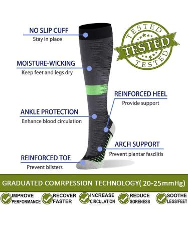 Shyl Jier Compression Stockings for Men & Women - 15-20 mmHg Support Socks for Running Hiking & Travel - L-XL 3 Pair - Buy Online on GoSupps.com
