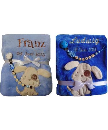 Personalized Baby Blanket & Pacifier Band | Custom Embroidered Baptism Gifts for Girls | Wuff-Dogsworld - Buy Online on GoSupps.com