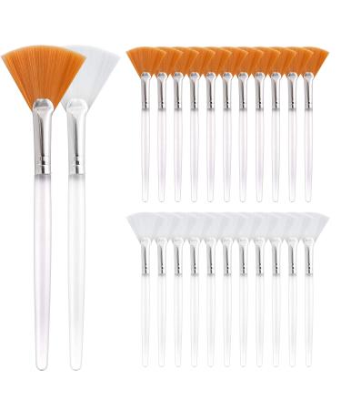 Abnaok 24 Pieces Fan Brushes Facial Applicator Brush Soft Fan Brushes Acid Applicator Brush Cosmetic Makeup Applicator Tools for Mud Cream