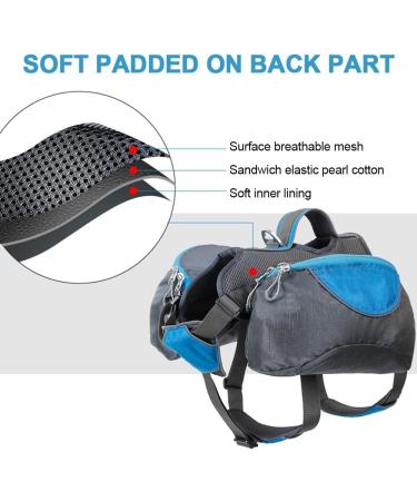 MiOYOOW Camping Dog Backpack Reflective Dog Harness Saddle Bag Multifunctional Breathable Dog Backpack with 2 Side Pockets for Hiking Camping for Small Medium Extra Large Dogs M orange - Buy Online on GoSupps.com