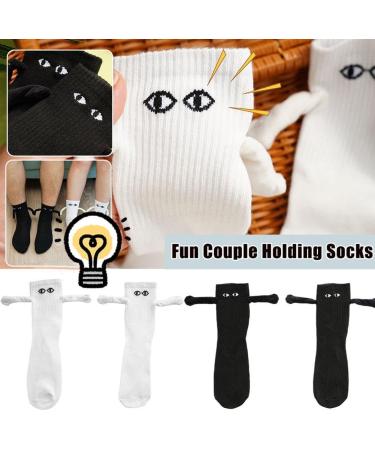 Cute Magnetic Suction 3D Doll Couple Socks - Novelty Gift for Couples | White - Buy Online on GoSupps.com