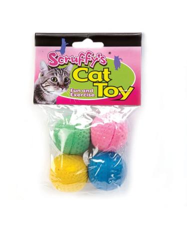 Boss Pet 04467 Scruff's Colorful Kitty Springy Foam Sponge Balls (4 Pack), Multicolor