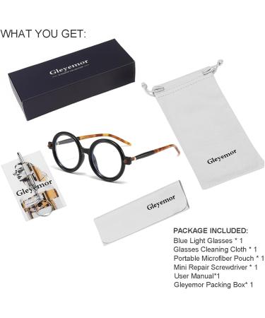Shop Gleyemor Retro Round Blue Light Glasses - Stylish Vintage Circle Eyeglasses for Men & Women - Black & Tortoise - Perfect for Cosplay & Costume - Buy Online on GoSupps.com