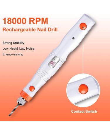 Makartt Rechargeable Cordless Nail Drill 18000RPM - Portable EFile for Manicure & Nail Extensions - White Color - Buy Online on GoSupps.com