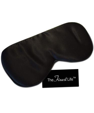 The Finest Life Pure Silk Sleep Mask Great for Sleep Eye Mask Blindfold Premium Quality with Adjustable Strap Sleeping Aid Perfect for Women and Men (Black)