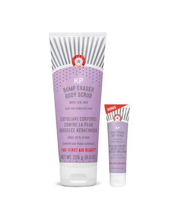 First Aid Beauty KP Bump Eraser Body Scrub Exfoliant for Keratosis Pilaris with 10% AHA 226 g + Bonus 28.3 g Travel Size Tube