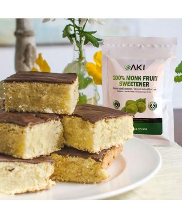 AKI Monk Fruit Powdered Brown Raw Sweetener (2 Oz / 57Gr) | Sugar-Free for Blended Beverages - Buy Online on GoSupps.com