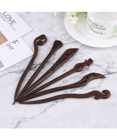 6 Vintage Chinese Wood Hair Sticks - Traditional Women's Hairpins & Clips - Elegant Accessories for Girls - Buy Online on GoSupps.com
