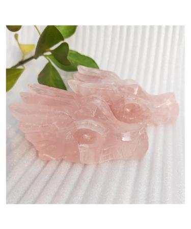 2pcs Handwork Natural Rose Crystal Dragon Pink Quartz Stone and Crystals Natural Luster