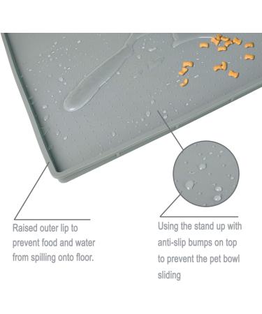 Waterproof Dog Food Mat XL - 24x16 inches Grey | Raised Edge Silicone Feeding Placemat for Large Dogs & Cats | Nonslip & Washable Tray for Food & Water - Buy Online on GoSupps.com