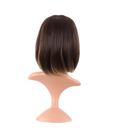 Buy MapofBeauty 12 Natural Short Straight Bob Wig - Brown Mixed Gold | Shop Internationally for Quality Hair Wigs - Buy Online on GoSupps.com