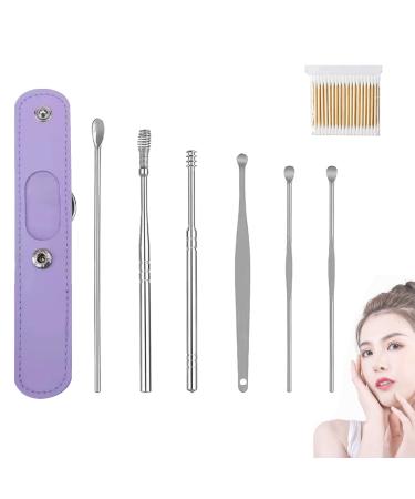 The Most Professional Ear Cleaning Master in 2023 Earwax Cleaner Tool Set 6 Pcs Ear Pick Earwax Removal Kit Ear Cleansing Tool Set Ear Curette Ear Wax Remover Tool (Purple)