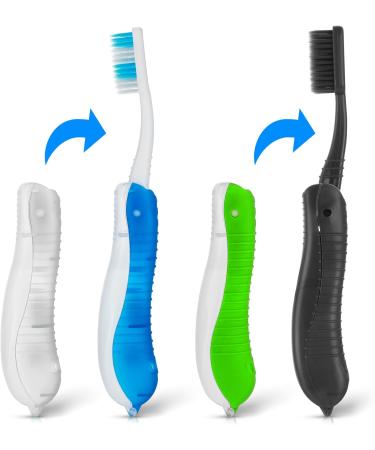 Shop Wllhyf 4-Pack Collapsible Travel Toothbrushes - Soft & Compact Ideal for Travel - Green/Blue/White/Black - Buy Online on GoSupps.com