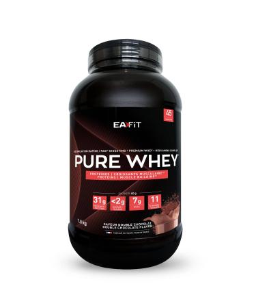 WHEY PROTEIN - Double Chocolat - 1 8 kg - EAFIT - Marque Fran aise N 1 en Nutrition Sportive - 31g de Proteine Whey - BCAA - Shaker Proteine - Pre Workout Musculation - Prot ines Whey Double Chocolat 1 8 kg