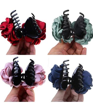 Large Fabric Flower Hair Clips - Fashionable Hair Accessories for Women & Girls (Set of 4) - Buy Online on GoSupps.com