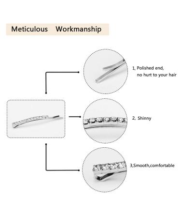 24 Pcs Rhinestone Bobby Pins - Sparkly Crystal Hair Clips for Women and Girls (Silver) - Buy Online on GoSupps.com