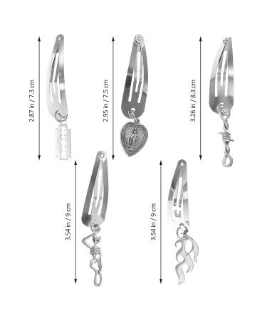 Silver Y2K Snap Clips: 5 Pairs Gothic Metal Vintage Charms Hair Accessories for Women - Buy Online on GoSupps.com