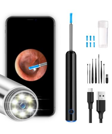 NiceBirdie Ear Wax Removal Tool  Ear Cleaner with Camera and Light 1080P Ear Scope Ear Wax Removal Tool Camera Earwax Removal Cleaning Kit Includes 2 Silicone Ear Scoops 6 LED Lights  Black