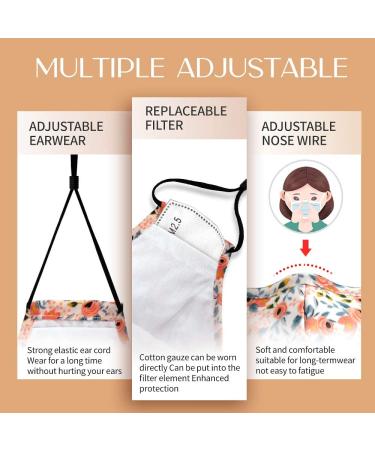 Homity Reusable Face Mask with Nose Wire, Filter Pocket & 5 Filters - Daisy Print - Adjustable Lanyards - Breathable Dust Cloth Fabric - Buy Online on GoSupps.com