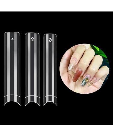 500pcs XL Clear Half Cover Square Nail Tips for Nail Salons and Home DIY Nail Art - Long Acrylic Straight False Nails - Buy Online on GoSupps.com