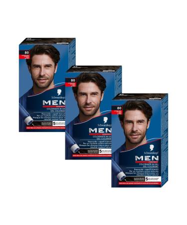 Men Perfect - Schwarzkopf - Gel Colorant Anti-Cheveux Blancs Homme - Coloration Cheveux Homme - R sultat Naturel Application rapide et facile - Sans Ammoniaque - Brun Naturel 80