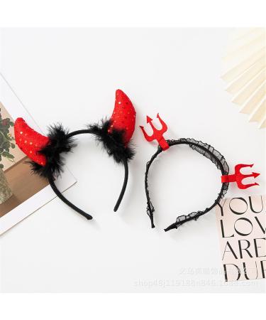 amangul Ox Horn Halloween Headband for Womens Girls Daily Wearing Halloween Party Fancy Dress Cosplay Hair Accessories(Red Three Pronged He) - Buy Online on GoSupps.com