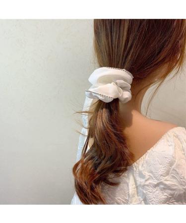 Satin Silk Hair Scrunchies for Women - White Elastic Hair Ties - Buy Online on GoSupps.com
