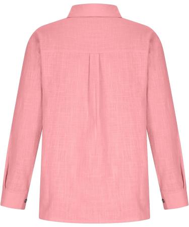 ABABC Women's Cotton Linen V-Neck T-Shirt Blouse - Casual Button Down Summer Fashion 2023 - Loose Fit Tunics - XX-Large, Pink - Buy Online on GoSupps.com