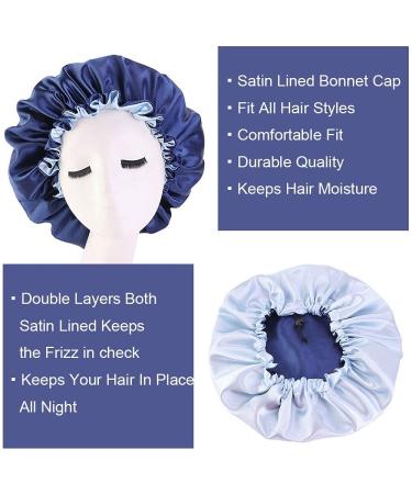 Buy Cospack Extra Large Adjustable Satin Sleeping Hood - Double Layer Turnable Silk Cap for Hair Care - Nany + L Blue - Buy Online on GoSupps.com