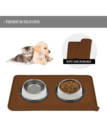 Reopet Waterproof Silicone Feed Mats for Pets - Elevated Edge Dog & Cat Space Mats - 60 x 40 cm (1-Pack) - Brown - Buy Online on GoSupps.com