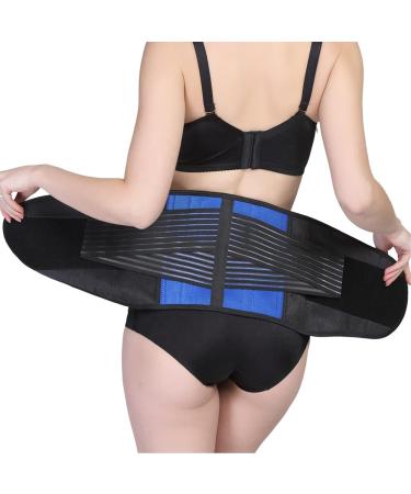 S-6XL Back Bandage Men Women Waist Support Belt Large Size Double Pull Lumbar Decompression Belt For Stabilizing The Lumbar Vertebrae During Sports And Work (Color : Blue Size : Small) Small Blue