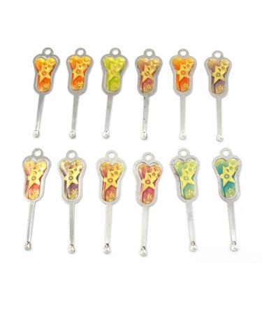 Qtqgoitem Star Metal Silver Tone Earpick Ear Wax Remover 12 Pcs (Model: 29a 71b eed b02 d5a)
