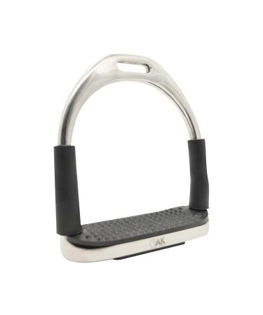 AK Folding Flexi Movable Stainless Steel Horse Riding Equestrian Stirrups with Black Tread (4.50 INCHES Silver) 4.50 INCHES Silver - Buy Online on GoSupps.com