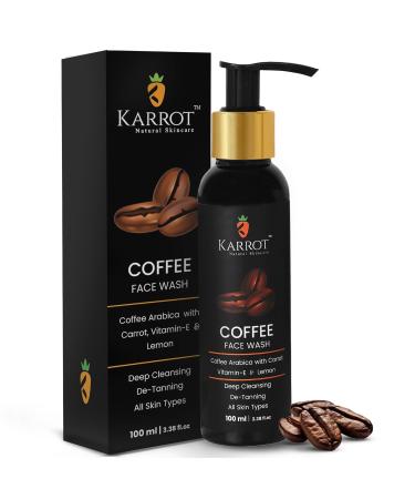 Ka rr ot Natural Skincare Deep Cleansing Face Wash De Tans Skin Arabica Coffee with Carrot Vitamin E and Lemon Paraben SLS and Cruelty Free For Women and Men Suitable for All Skin 100 ml