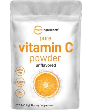 Micro Ingredients Pure Vitamin C Crystal Powder (Water Soluble Vitamin C 1000mg Per Serving)  1 KG (2.2 Pounds)  Immune Vitamins and Strong Antioxidant  Pure Ascorbic Acid Powder Supplement - Buy Online on GoSupps.com
