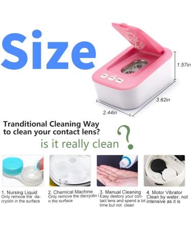 OFONE Ultrasonic Contact Lens Cleaner Case - Portable Cleaning Machine for Soft/Hard RGP Lenses - Travel-Friendly (Pink) - Buy Online on GoSupps.com