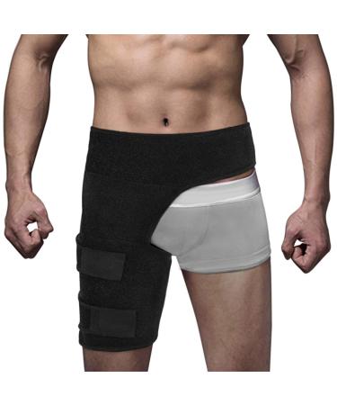 Yosoo Health Gear Groin Support Wrap, Thigh Compression Wrap, Adjustable Hip Joint Support Sciatic Nerve Brace for Pulled Groin Muscle Strain Sciatica, Men and Women Black